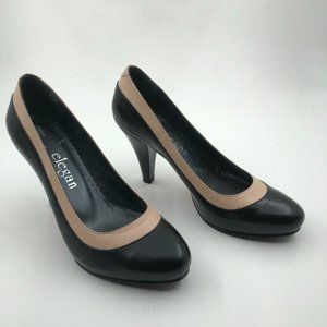 Elegan Black and Creme Leather High Heels - 8 Inch - Handmade Elegance